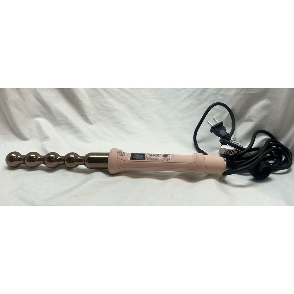 L'ange Me Perle Bubble Hair Wand Rose Gold Pink Curling Iron HT015B Tested Works